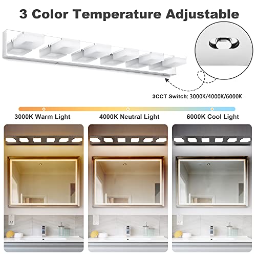 3 Colors Dimmable Bathroom Light Fixtures Over Mirror