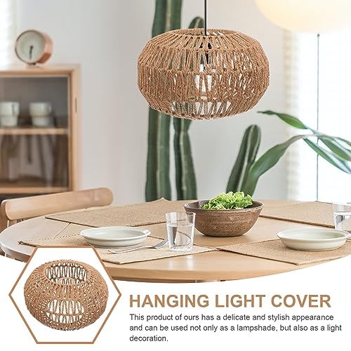 Woven Paper Rope Lamp Shade Simulation Rattan Pendant Light Shade