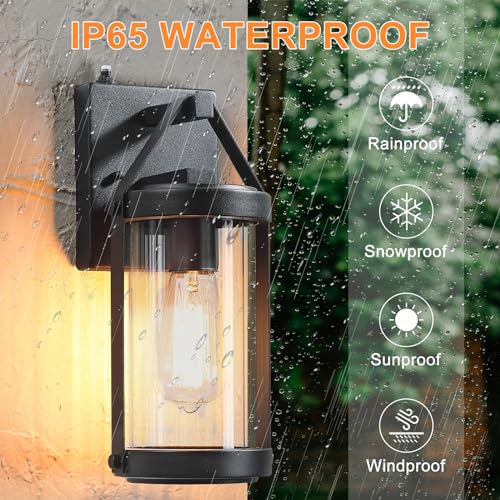 2 Pack Dusk to Dawn Sensor Black Outdoor Wall Sconce Lightings (2 Count)