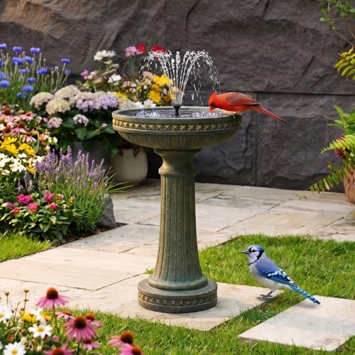 24H Bird Bath Outdoor Water Fountain with Solar Pump