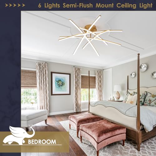Gold LED Chandelier Semi Flush Mount Ceiling Light (6 Count)
