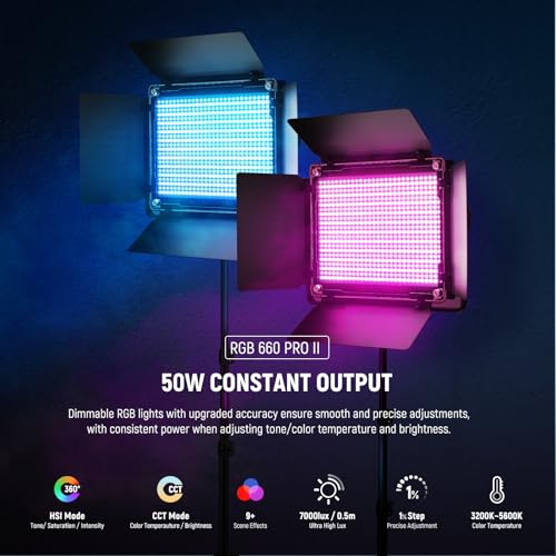 Upgraded RGB LED Studio Video Light with Tripod Stand