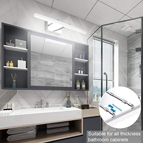 24 inch Modern LED Vanity Lights Adjustable Bathroom Vanity Light Fixtures Chrome Bathroom Light Fixture Over Mirror 5500K