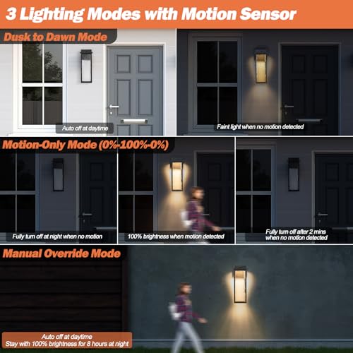 16” Black Motion Sensor Outdoor Lights for House Garage 2 Pack (2 Count)