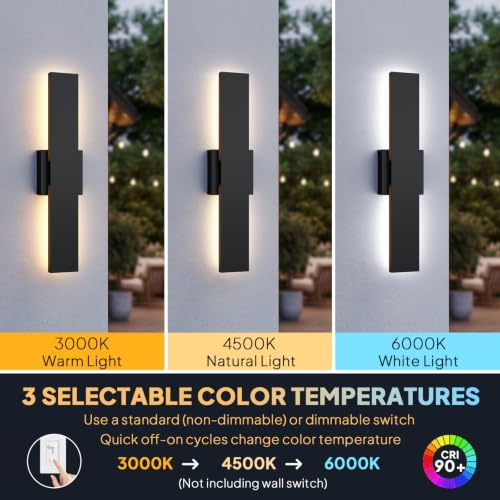 2 Pack LED Outdoor Wall Lights Dimmable (15.7in)