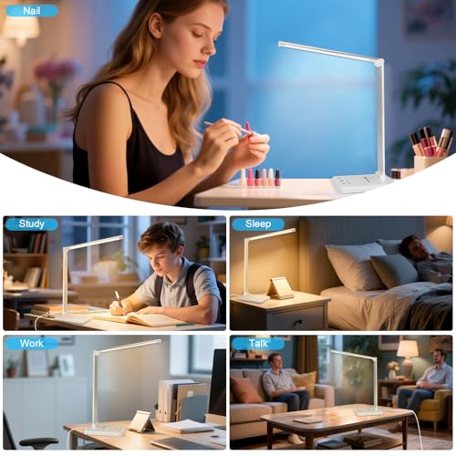 LED Desk Lamp Dimmable Table Lamp Reading Lamp with USB Charging Port