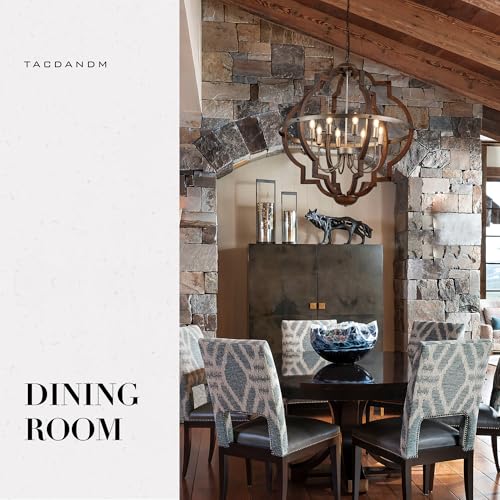 8 Light Farmhouse Chandelier Wood Pendant Light Fixtures