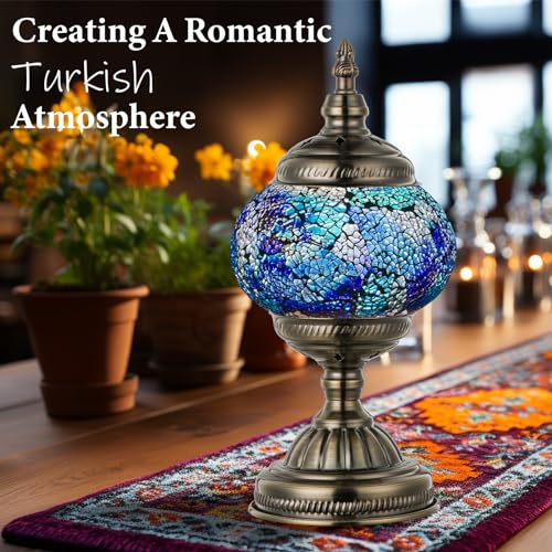 Turkish Mosaic Lamp Stained Glass Table Lamp with Tiffany Style