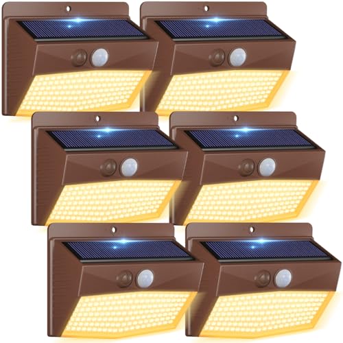 6 Pack Solar Motion Sensor Lights Outdoor Waterproof with 3 Modes (6 Count)