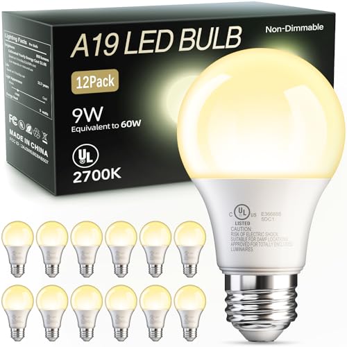 12 Pack A19 LED Light Bulbs 60 Watt Equivalent (12 Count)