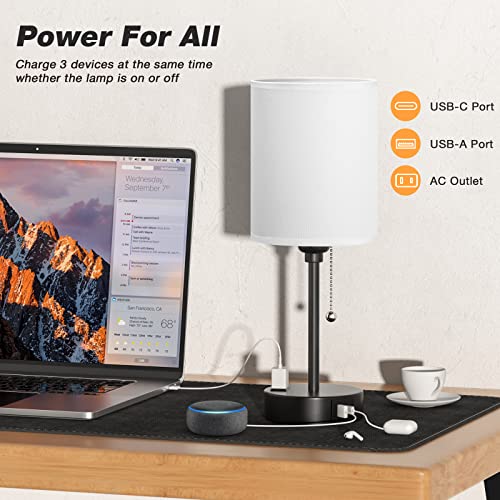 Bedside Table Lamp for Bedroom Set of 2 (2 Count)