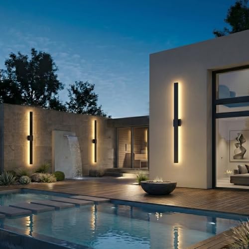 2 Pack Modern LED Outdoor Wall Lights (57.4in)