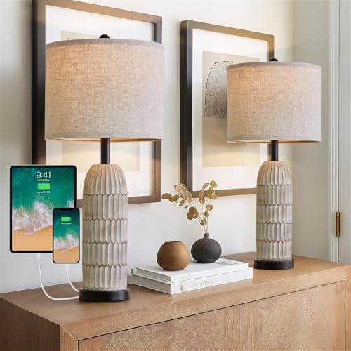 26.5" Bedside Table Lamps Set of 2