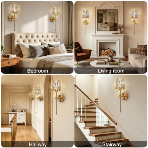 Gold Battery Operated Wall Sconces Set of 2