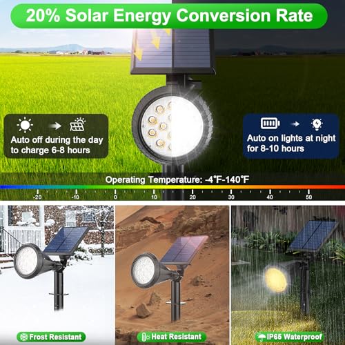 Solar Lights Outdoor Waterproof Color Changing 180° Adjustable RGB Solar Powered Landscape Spot Lights for Yard 7 Lighting Modes Solar Spotlights for Pathway Garden Outside (8 Count)