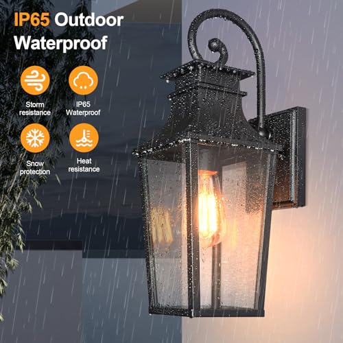 ALVIME 17" Matte Black Outdoor Sconce Lights