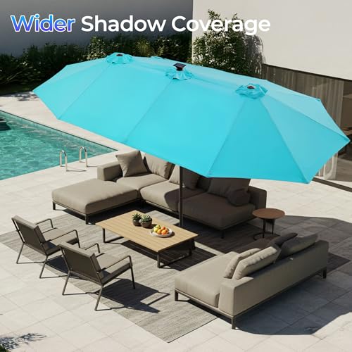 13ft Outdoor Patio Umbrella with Solar Lights