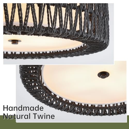 15.7" Black Flush Mount Ceiling Light