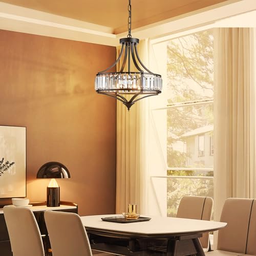 Black Crystal Chandeliers for Dining Room