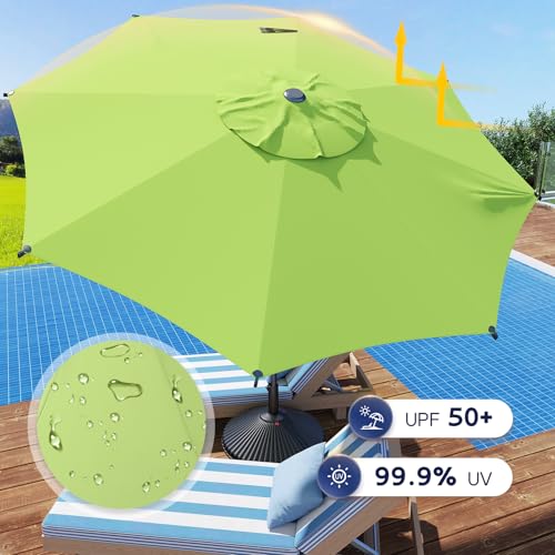 9FT Lyon Outdoor Patio Umbrella Outdoor Table Umbrella with Crank Market Umbrella 8 Sturdy Ribs UV Protection Waterproof and Push Button Tilt for Garden Deck Backyard Pool