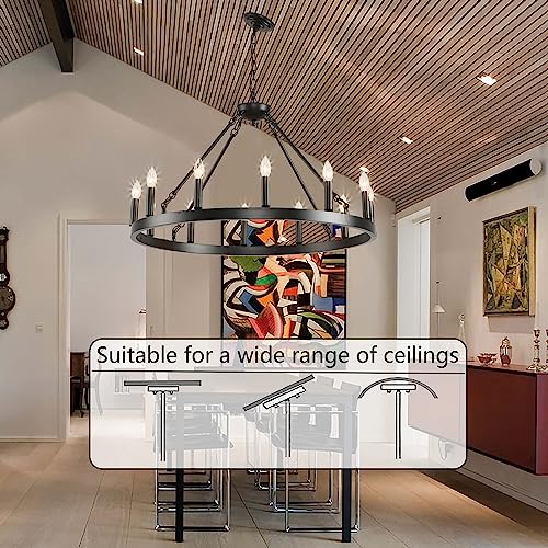 Black Wagon Wheel Chandelier 32 inch