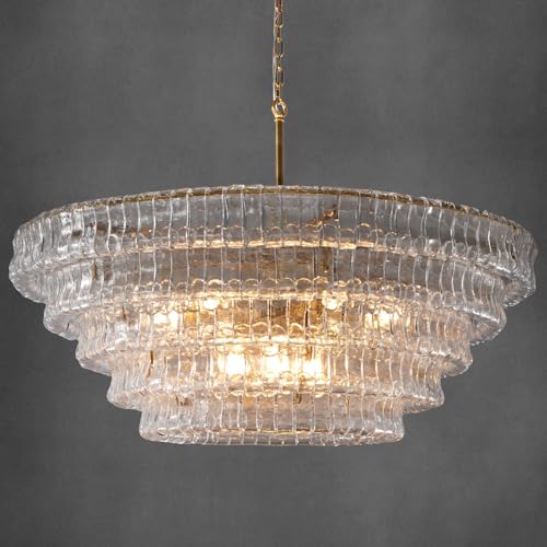 Clear Glass 47 inch Round Chandelier for Dining Room