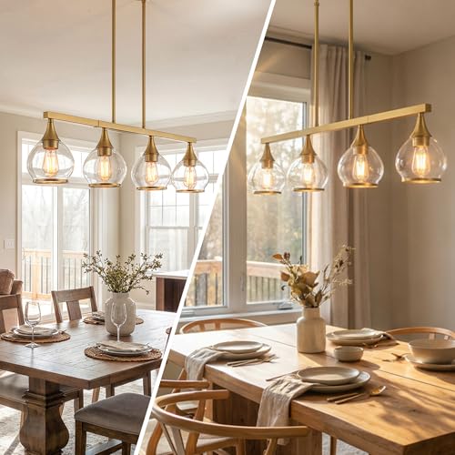 Brushed Gold Kitchen Island Linear Pendant Light