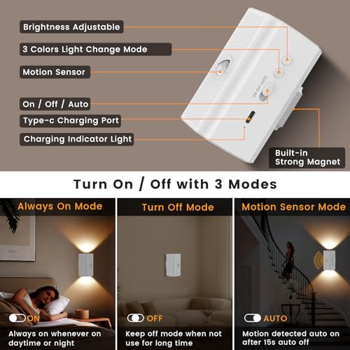 Rechargeable Motion Sensor Night Light Warm White (2 Count)