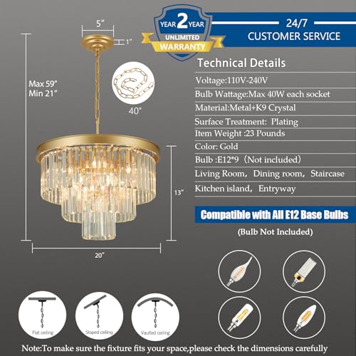 Gold Crystal Chandeliers for Dining Room