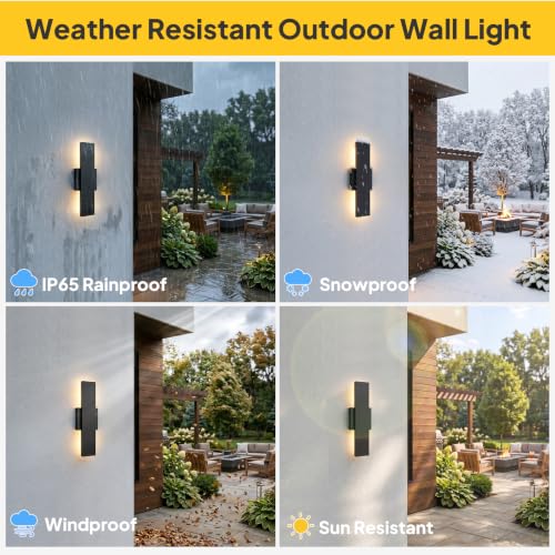 2 Pack 15.75 inch Modern LED Outdoor Wall Light