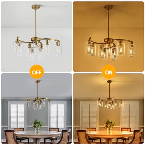 9 Light Gold Glass Chandelier