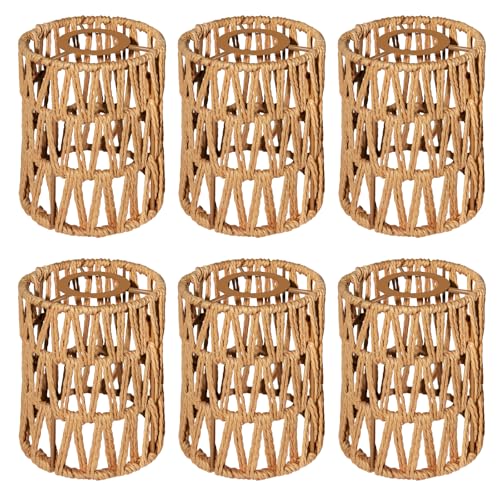 6 Pack Rattan Lamp Shades Boho Hanging Light Lamp Shades (6 Count)