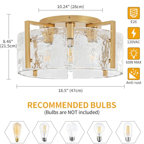 Modern Gold Semi Flush Mount Ceiling Light 4 Lights Ceiling Lamp