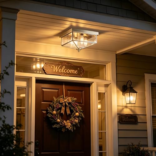 Farmhouse Style Square Flush Mount Ceiling Light