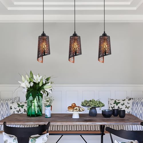 Industrial 3 Pack Black Pendant Light for Kitchen Island (3 Count)
