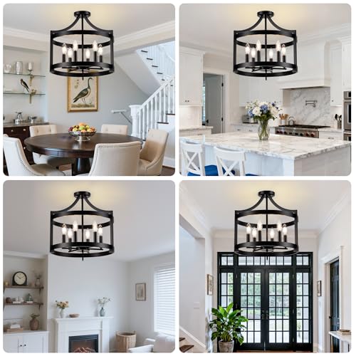 6 Lights Black Farmhouse Chandelier