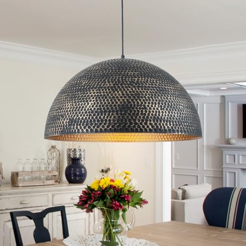 23.6 in. Black and Gold Hammered Pendant Light Fixtures