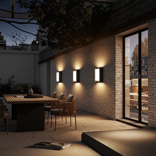 2 Pack Modern Outdoor Wall Light 24W 3000K Exterior Porch Light IP65 Waterproof Aluminum Exterior Lighting for Patio (2 Count)