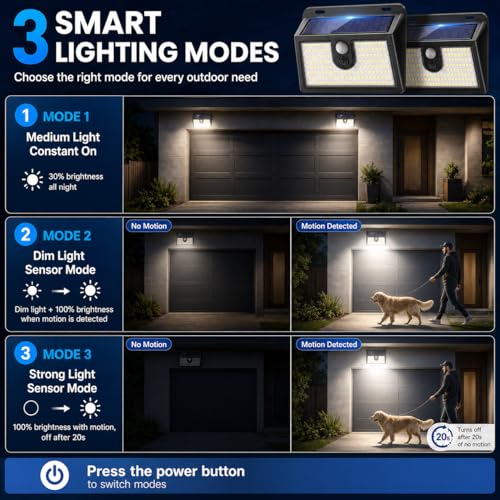 6 Packs] Solar Motion Sensor Outdoor Lights (6 Count)