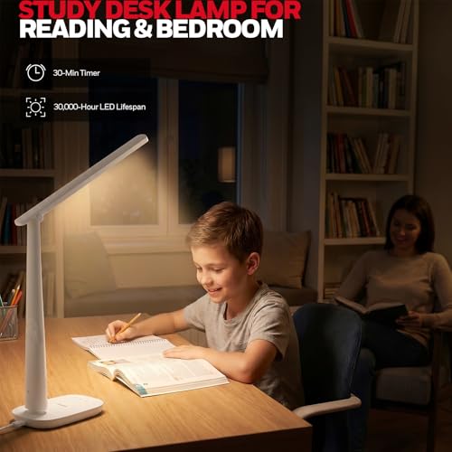 LED Desk Lamp Home Office Dimmable 4 Color Reading Light USB Port