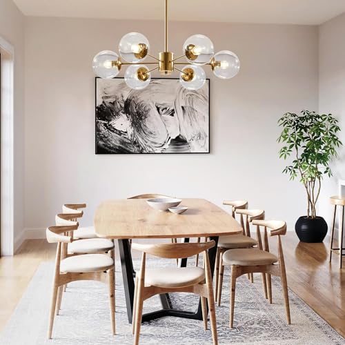 Lighting 6 Light Mid Century Modern Brushed Brass Sputnik Chandelier