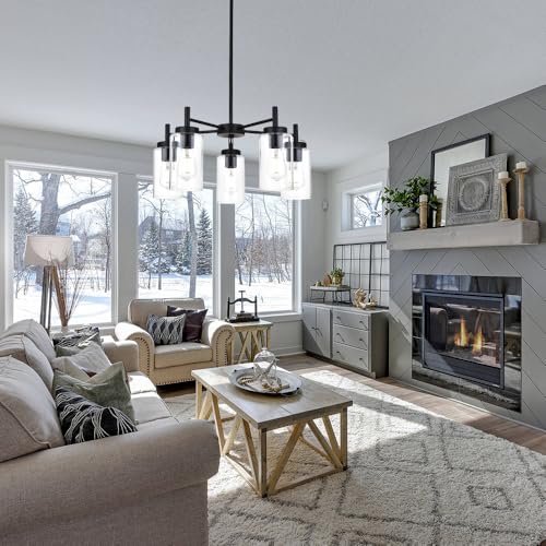 5 Light Contemporary Chandeliers Black Modern Lighting Fixtures Hanging