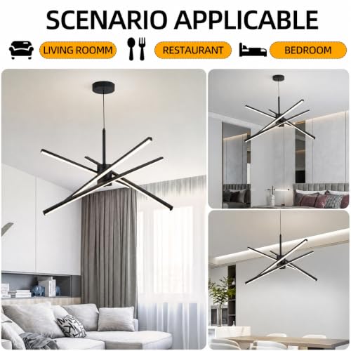 Black 27 inches Modern Sputnik Chandelier 50W LED Chandeliers