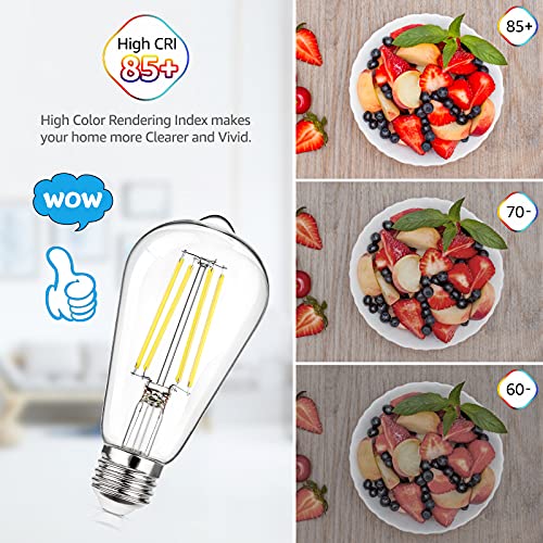 Dimmable Vintage LED Edison Bulbs 60W Equivalent 6W 850 Lumens (12 Count)