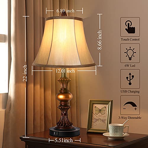 Touch Control Traditional Table Lamp Set of 2 (2 Count)