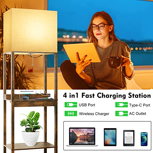 Floor Lamp with Shelves