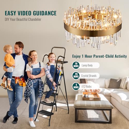 Modern Crystal Chandelier Luxury Raindrop Chandelier D19.7''