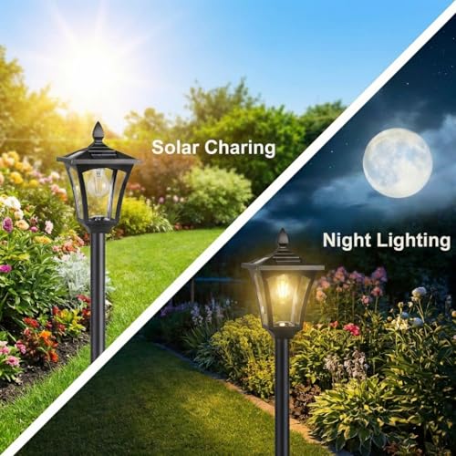 76" Solar Lamp Post Lights with Planter