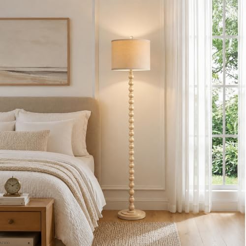 Farmhouse Floor Lamp for Living Room (Wash White)