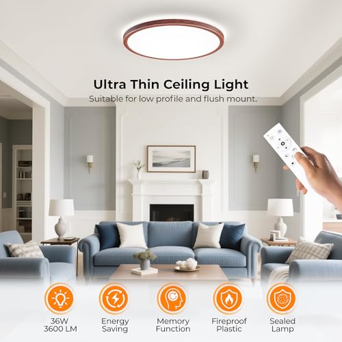 LED Flush Mount Ceiling Light Fixture with Remote Control